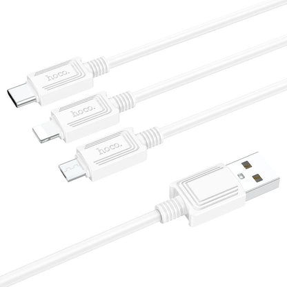 Câble de charge USB-A - Lightning / microUSB / USB-C HOCO X74 3in1, 18W, 1m, blanc