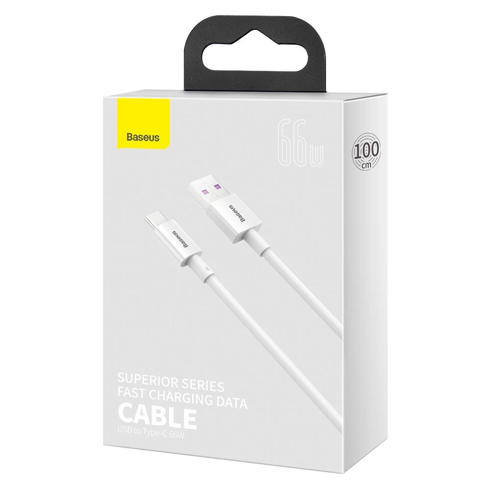 Câble de données et de charge USB-A - USB-C Baseus Superior Series, 66W, 1m, blanc CATYS-02