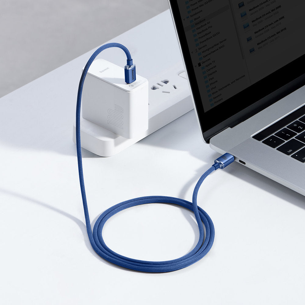 Câble de données et de charge USB-C - USB-C Baseus Crystal Shine Series, 100W, 1.2m, Bleu CAJY000603