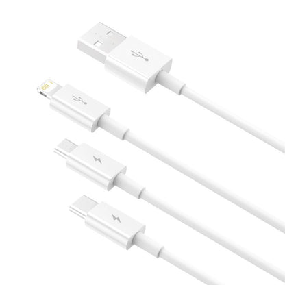 Câble de charge USB-A - Lightning / microUSB / USB-C Baseus Superior 3in1 Series, 20W, 1.2m, Blanc CAMLTYS-02 