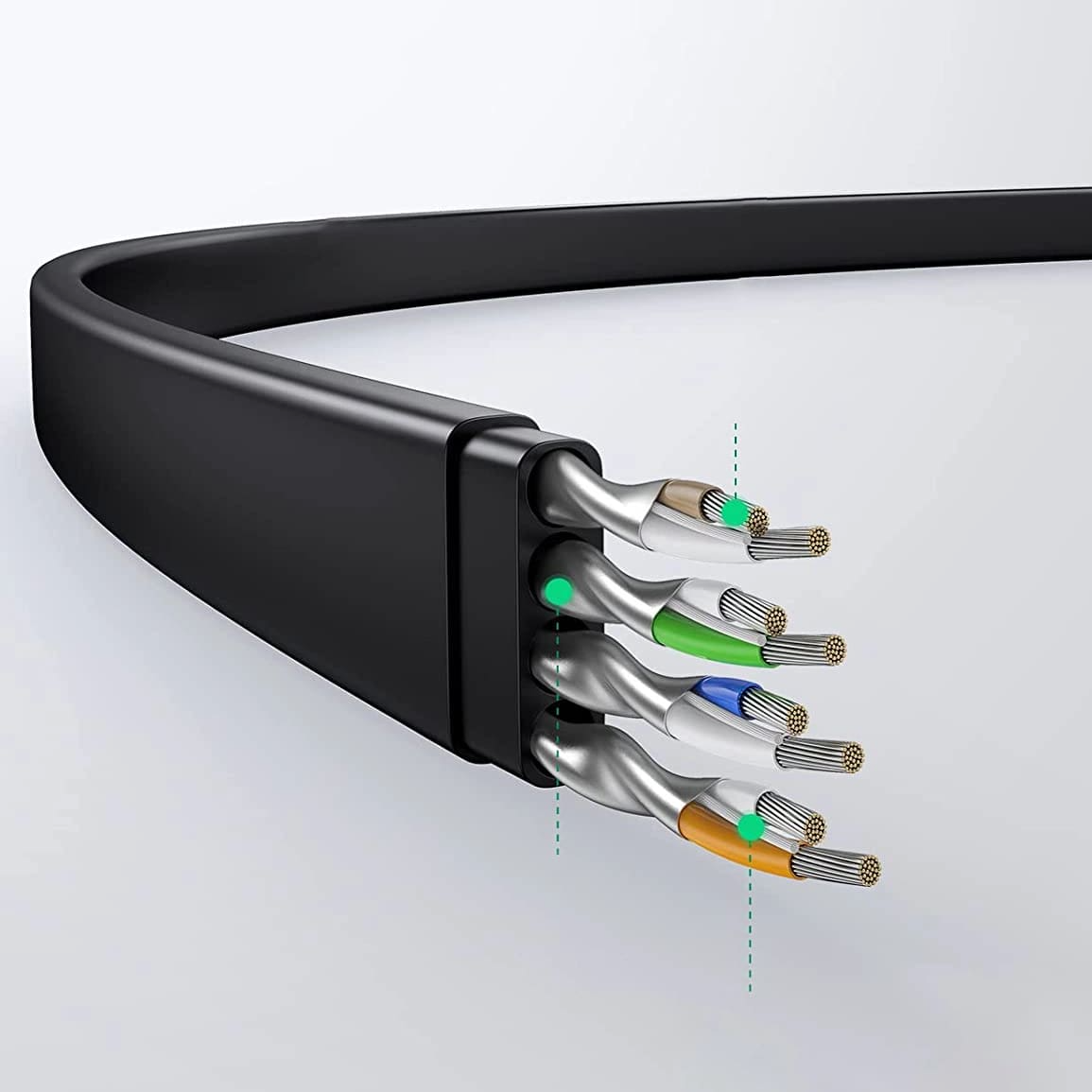 Câble Réseau UGREEN NW102 Flat, UTP, Cat6, 0,5 m, Noir