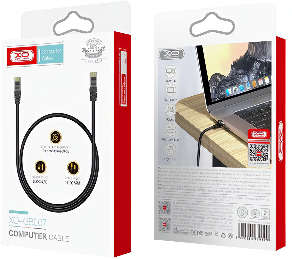 Câble Réseau XO Design GB007, UTP, Cat6, 1m, Noir