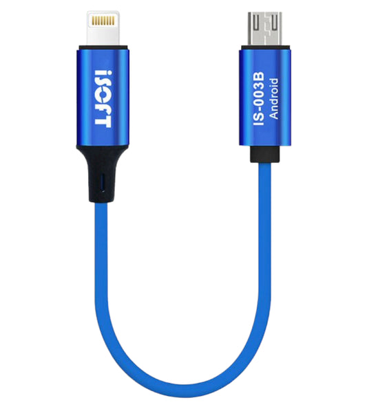 Câble de transfert de données iSOFT IS-003B, interface Lightning - microUSB