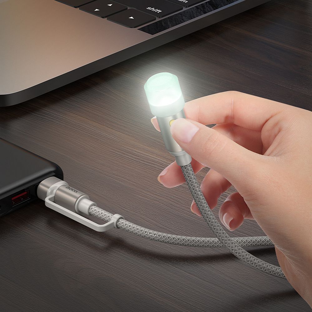 Câble Led HOCO UA38C, USB-C / USB-A, 0.3m, Noir