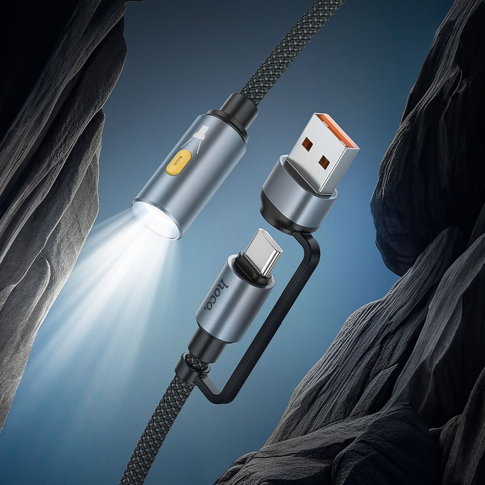 Câble Led HOCO UA38C, USB-C / USB-A, 0.3m, Noir