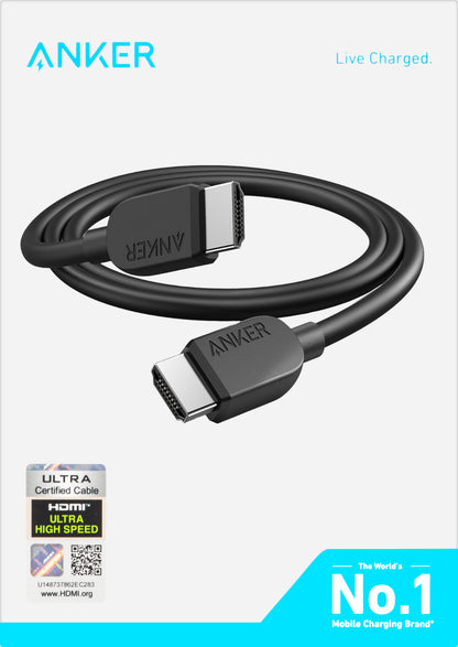 Câble Vidéo Anker, HDMI - HDMI, 8K, 1.8m, Noir A8742011