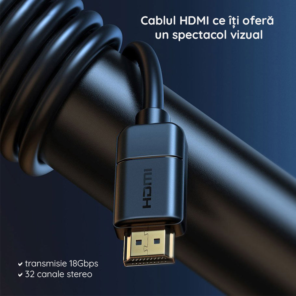 Câble Vidéo Baseus Haute Définition, HDMI - HDMI, 4K, 5m, Noir CAKGQ-D01