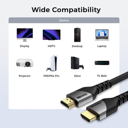 Câble vidéo Techsuit NexusVision Pro CX3, HDMI - HDMI, 8K, 2m, Gris