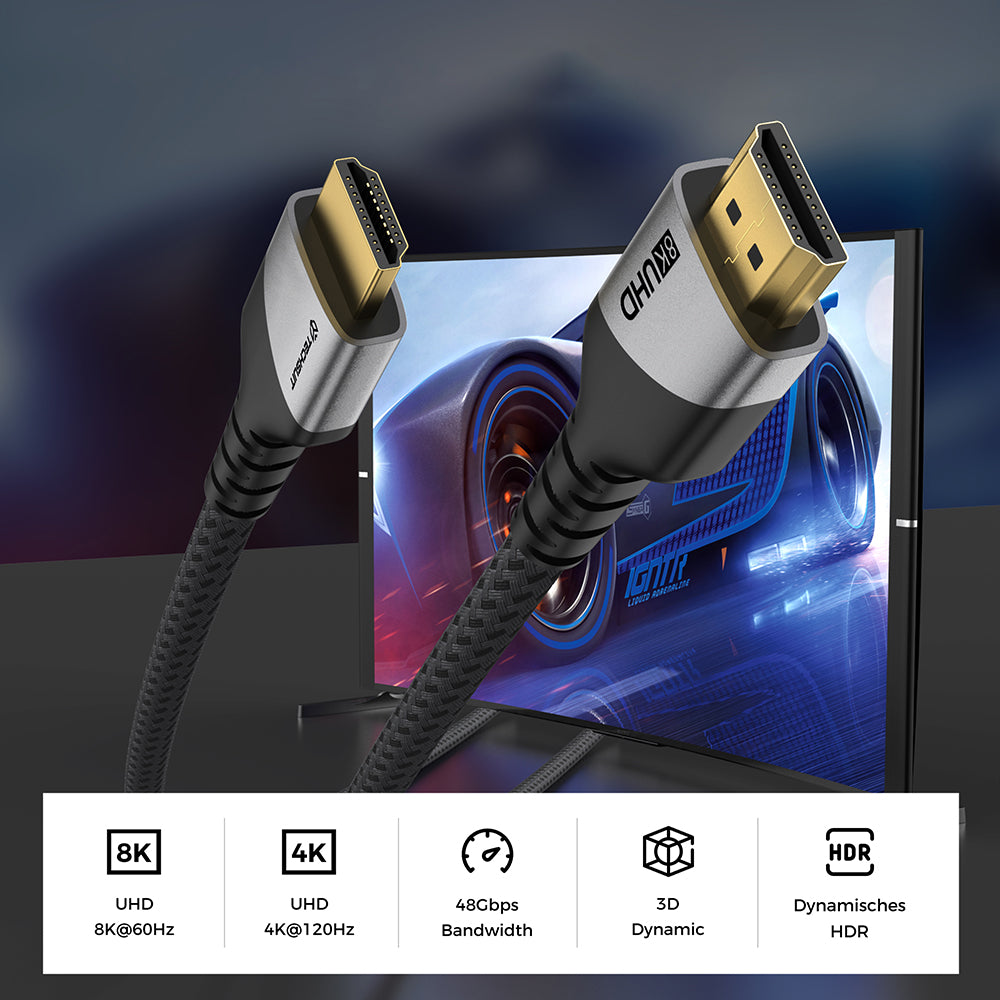 Câble vidéo Techsuit NexusVision Pro CX3, HDMI - HDMI, 8K, 2m, Gris