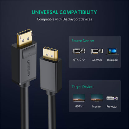 Câble Vidéo UGREEN DP102, DisplayPort - DisplayPort, 4K, 2m, Noir