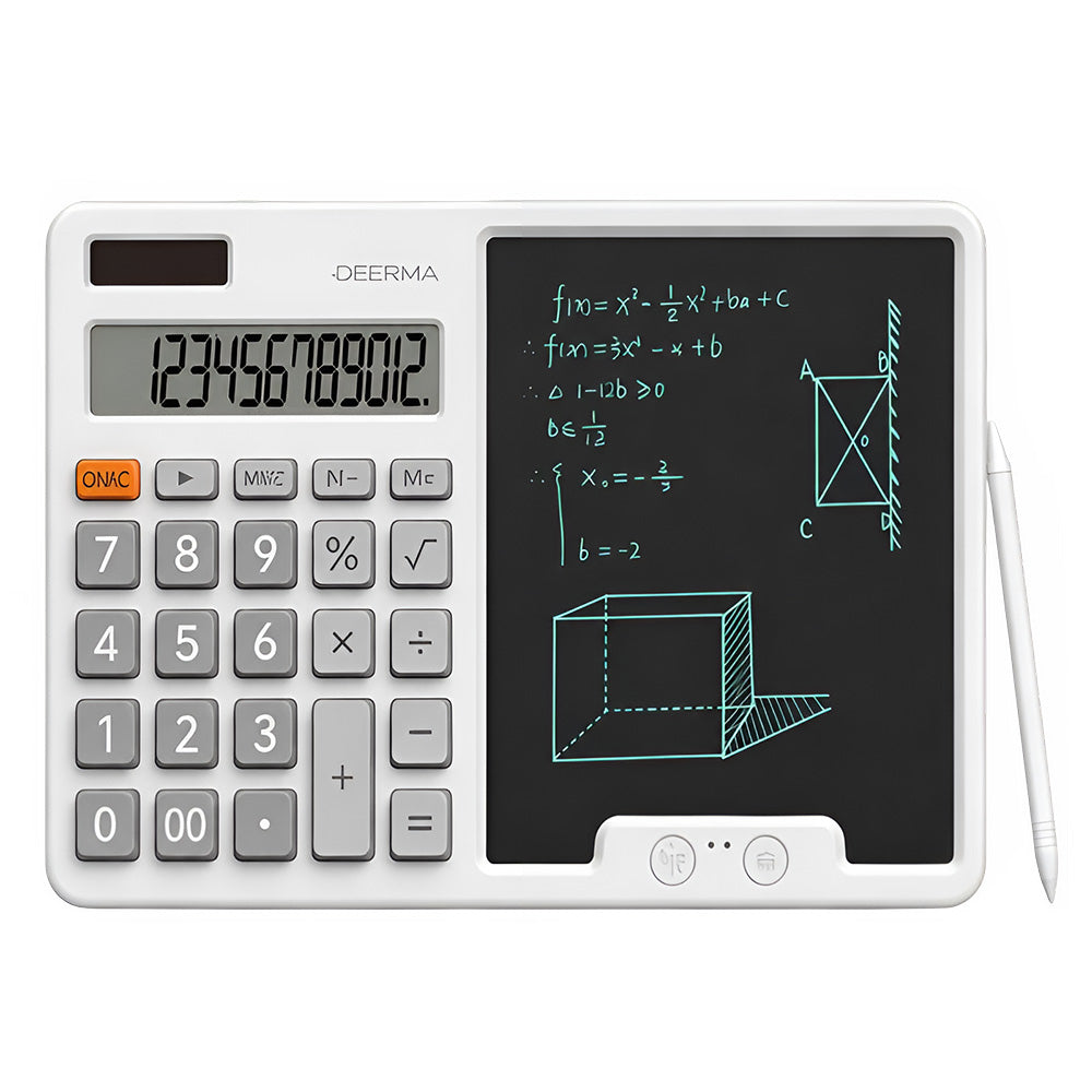 Calculatrice de bureau avec tablette d’écriture Deerma JX01, grise