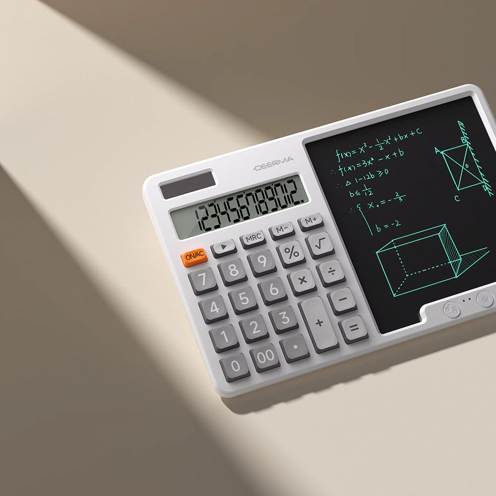 Calculatrice de bureau avec tablette d’écriture Deerma JX01, grise