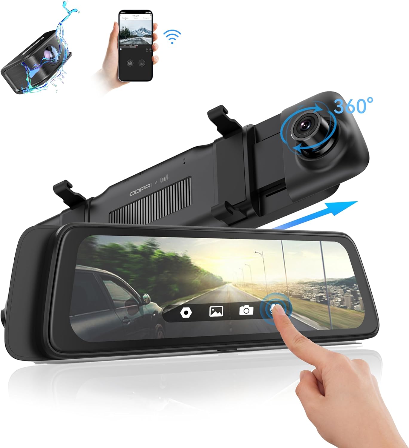 Caméra Auto Avant Arrière DDPAI mola E3, 2K, Wi-Fi