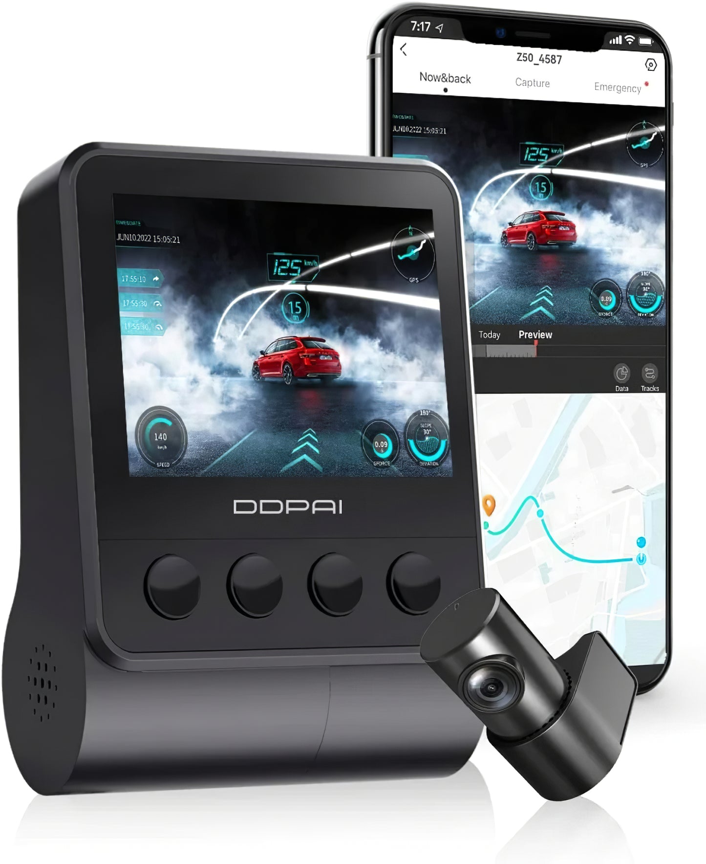 DDPAI Z50 Caméra frontale pour voiture DDPAI Z50, 4K, Wi-Fi, GPS, écran 2,3 pouces