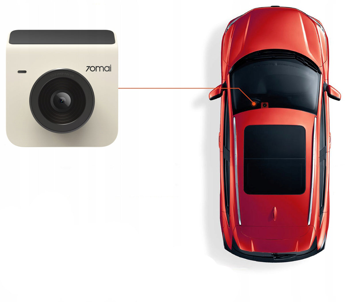 Caméra embarquée 70mai Dash Cam A400, 2K, Wi-Fi, écran 2 pouces, Beige