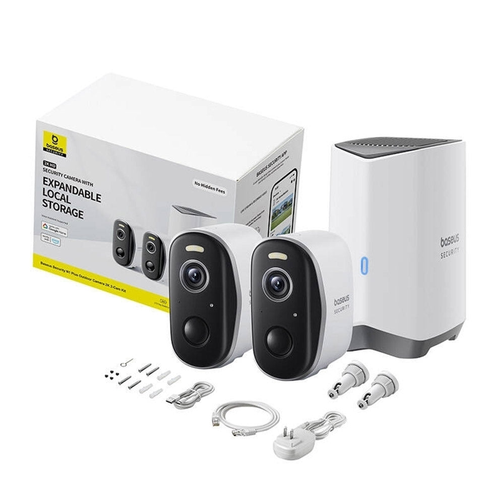 Baseus N1 Plus Surveillance Camera, Wi-Fi, 2K, IP67, Outdoor, Set of 2 pieces S0TW012131