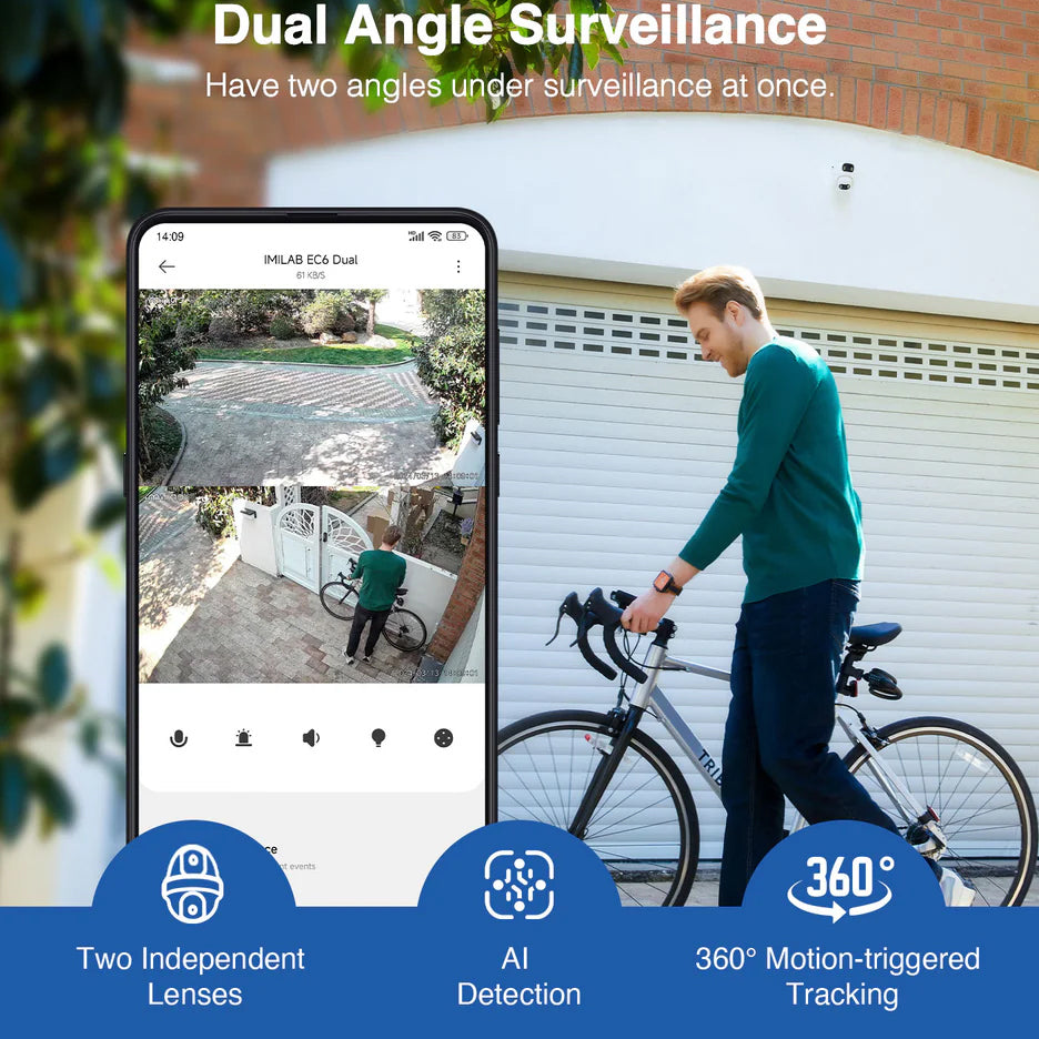 iMILAB Caméra de surveillance iMILAB EC6 Dual, Wi-Fi, 2K, IP66, Outdoor CMSXJ68A 
