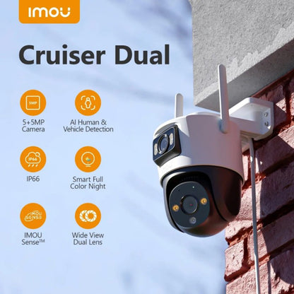 Caméra de Surveillance Imou Cruiser Dual, Wi-Fi, 2.8K + 2.8K, IP66, Extérieur, Blanche IPC-S7XP-10M0WED-0360B