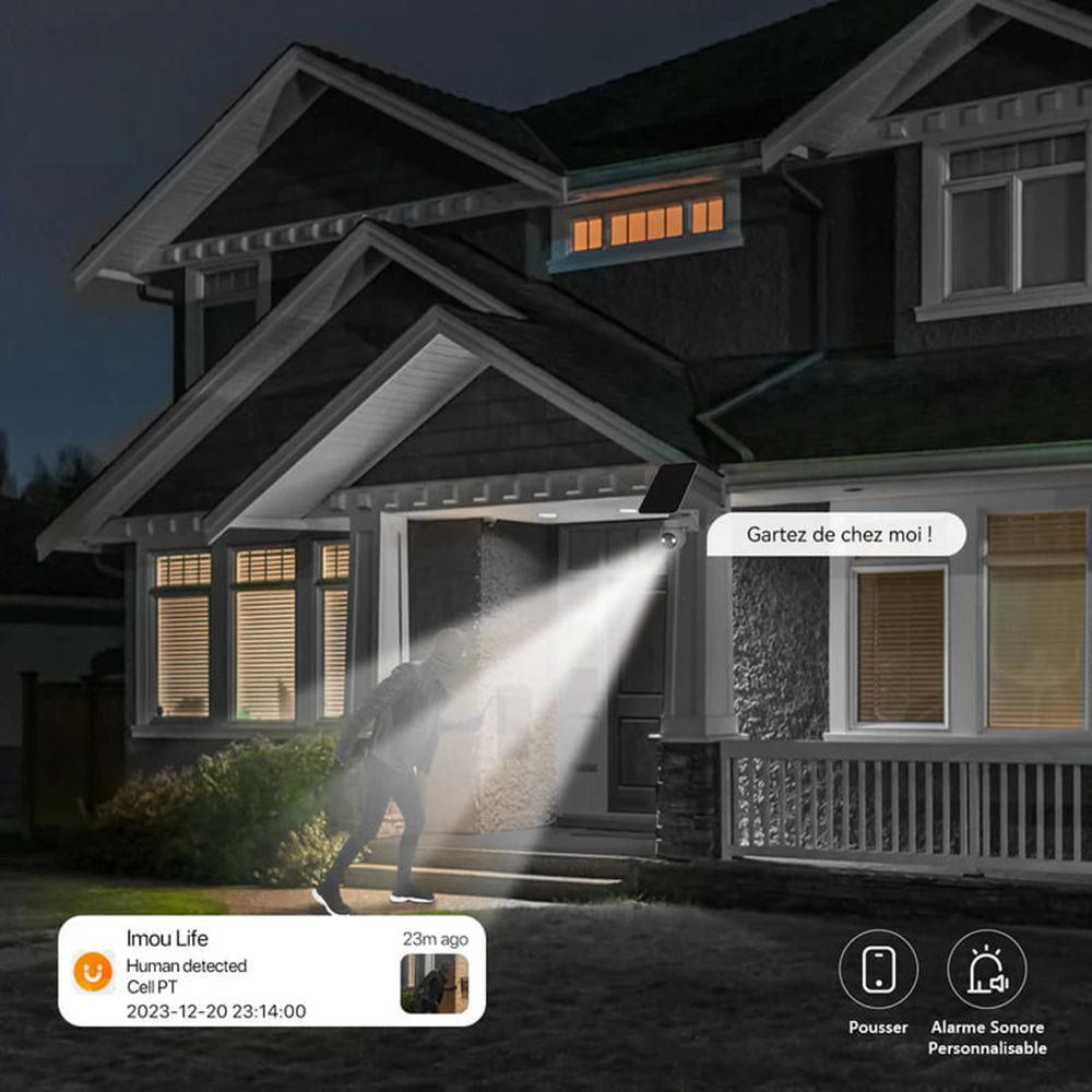 Caméra de Surveillance Imou Cell PT Kit, Wi-Fi, 2K, IP66, Panneau Solaire, Extérieur, Blanche KIT/IPC-K9EP-3T0WE/FSP12-TYPEC