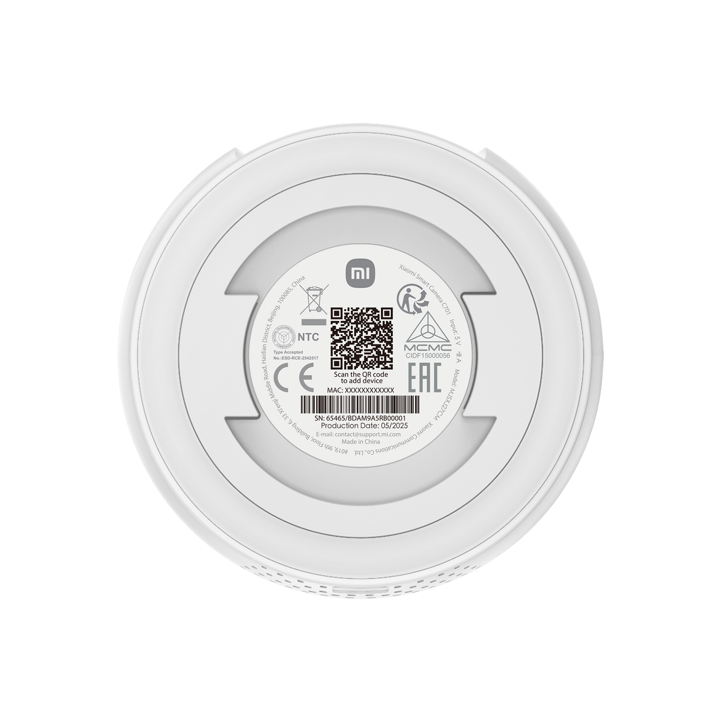 Caméra de Surveillance Xiaomi C701, Wi-Fi, 4K, Intérieur BHR07X7EU