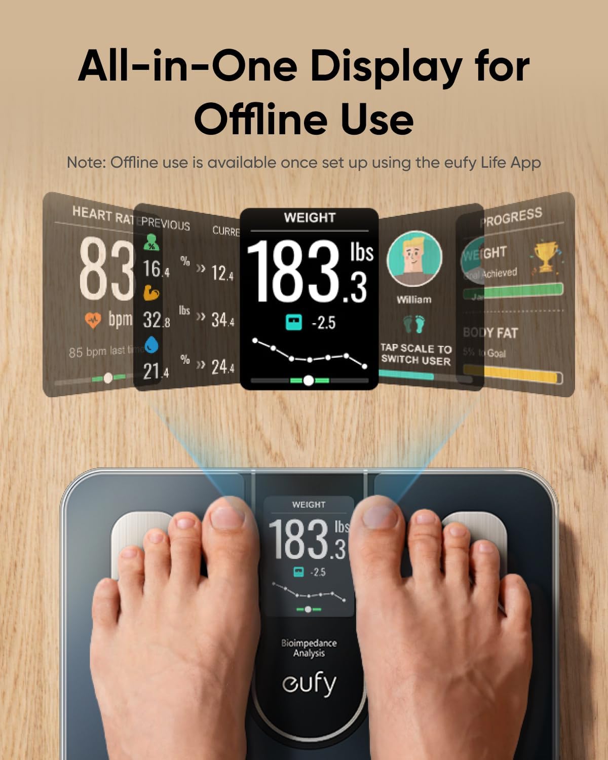 Balance numérique Eufy Smart Scale C20, Noir T9130011