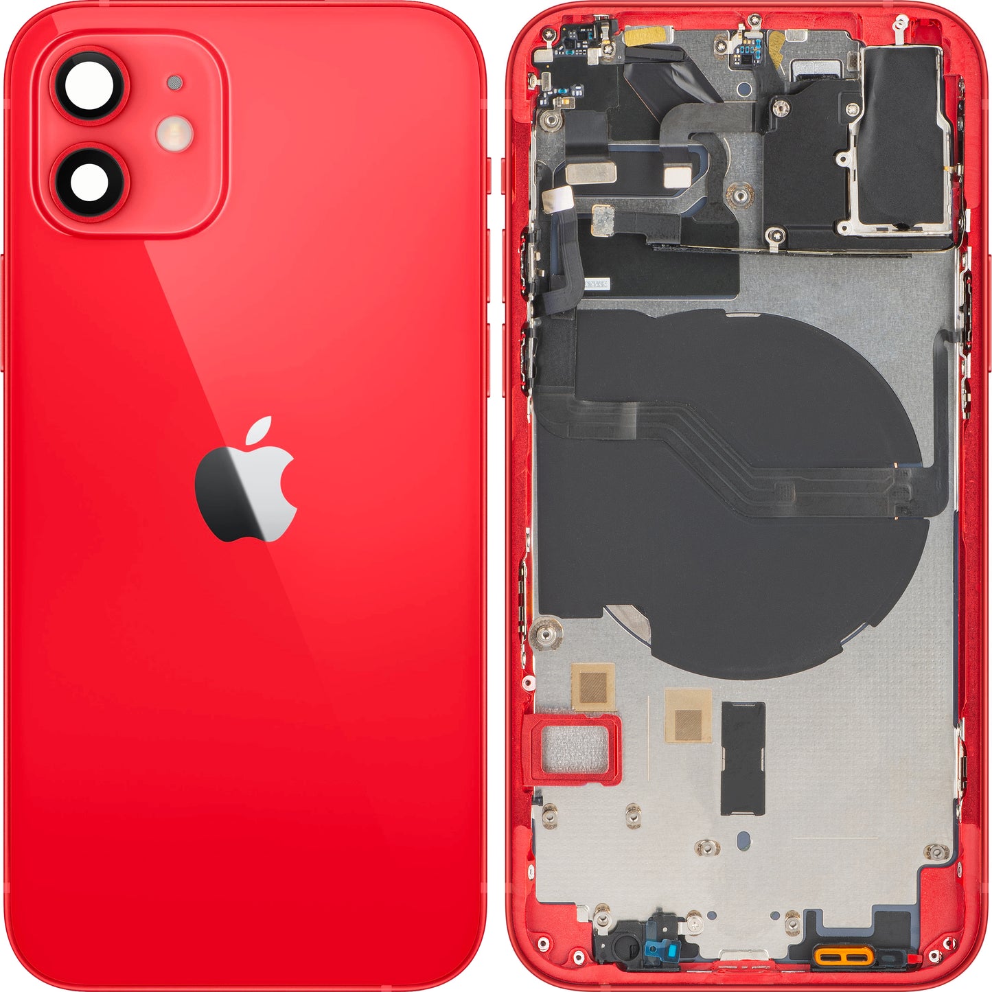 Couvercle de Batterie Apple iPhone 12, Avec Coque Centrale, Rouge, Swap