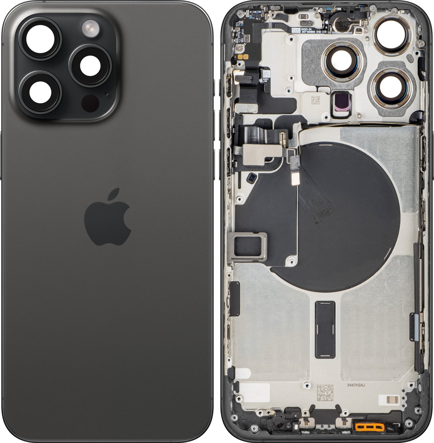 Couvercle de Batterie Apple iPhone 15 Pro Max, Avec Coque Centrale, Noir (Black Titanium), Échange
