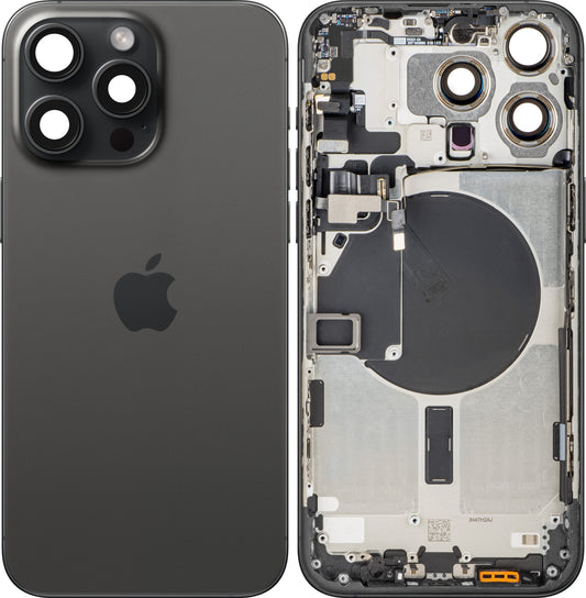 Couvercle de Batterie Apple iPhone 15 Pro Max, Avec Coque Centrale, Noir (Black Titanium), Échange