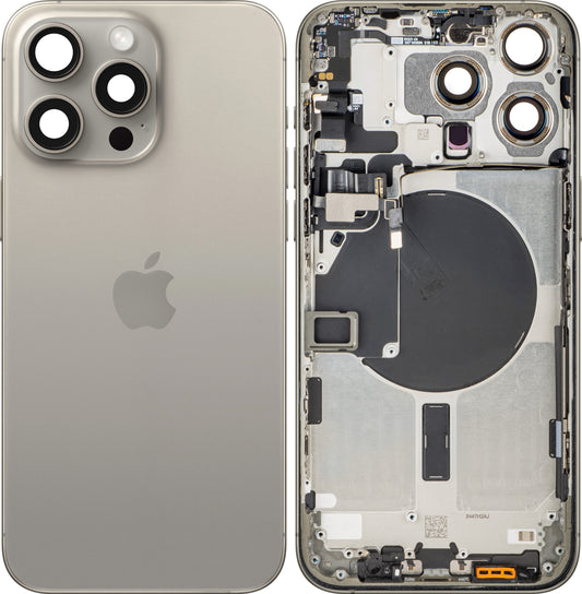 Couvercle de Batterie Apple iPhone 15 Pro Max, Avec Coque Centrale, Beige (Titane Naturel), Échange