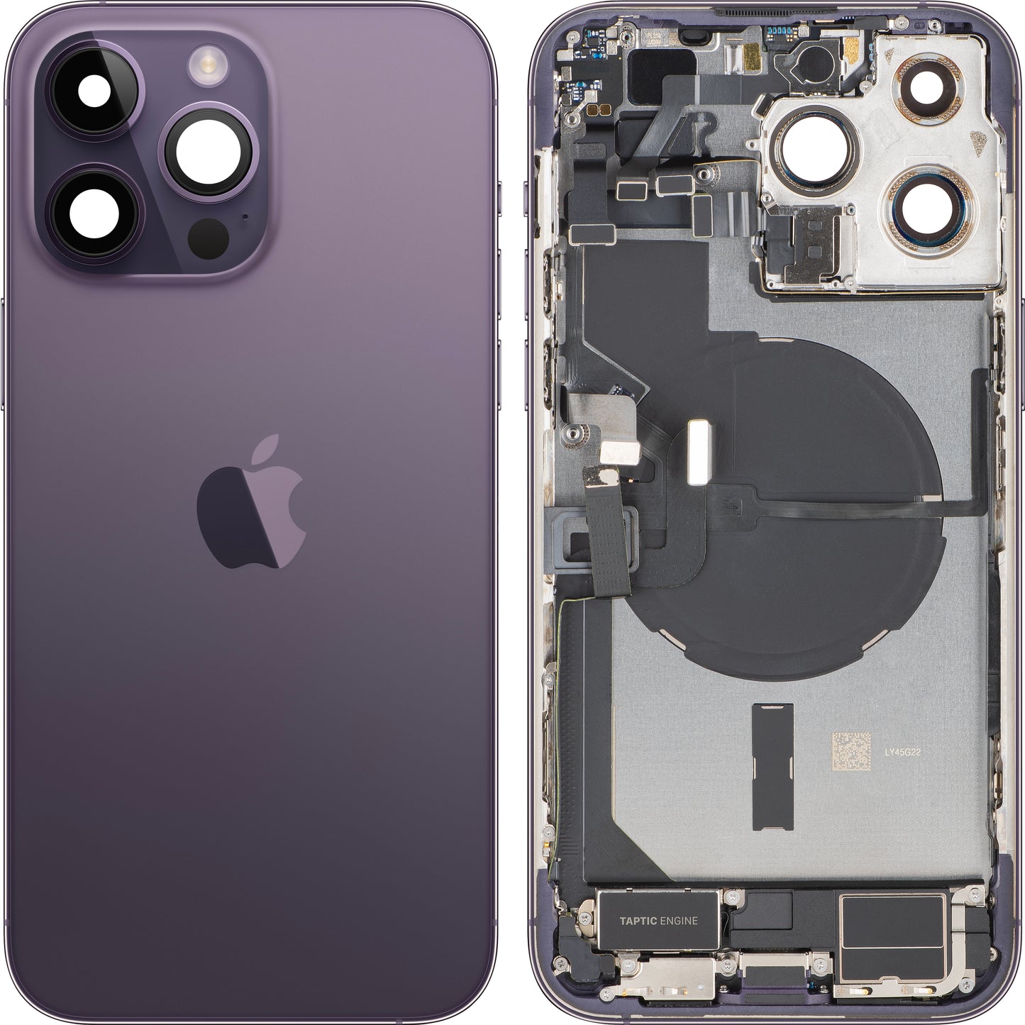 Couvercle de batterie Apple iPhone 14 Pro Max, avec boîtier intermédiaire, pièces complètes, Violet (Deep Purple), Échange