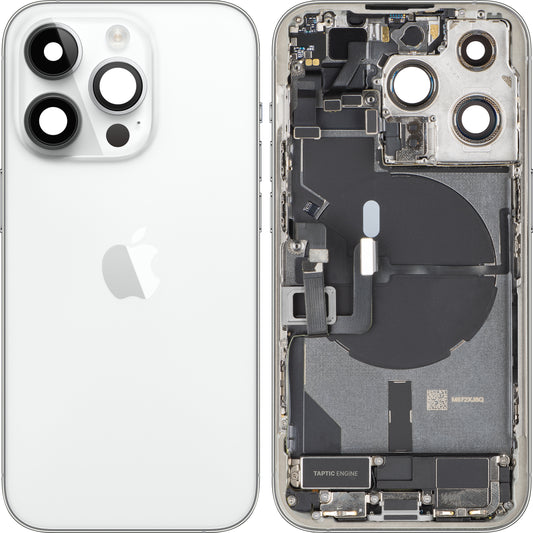 Couvercle de batterie Apple iPhone 14 Pro, avec boîtier intermédiaire, toutes pièces incluses, Argenté, Échange