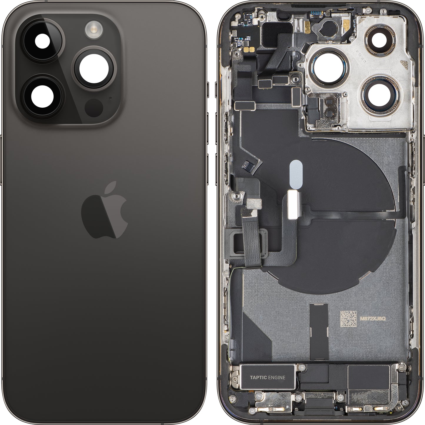 Couvercle de batterie Apple iPhone 14 Pro, avec boîtier intermédiaire, toutes pièces incluses, Noir (Space Black), Échange