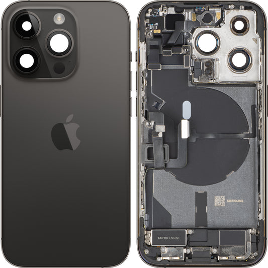 Couvercle de batterie Apple iPhone 14 Pro, avec boîtier intermédiaire, toutes pièces incluses, Noir (Space Black), Échange