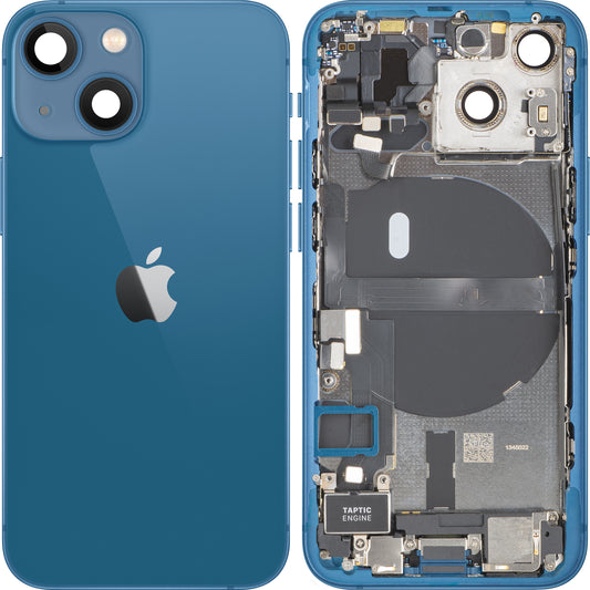 Couvercle de batterie Apple iPhone 13 mini, avec boîtier intermédiaire, toutes pièces incluses, bleu, échange
