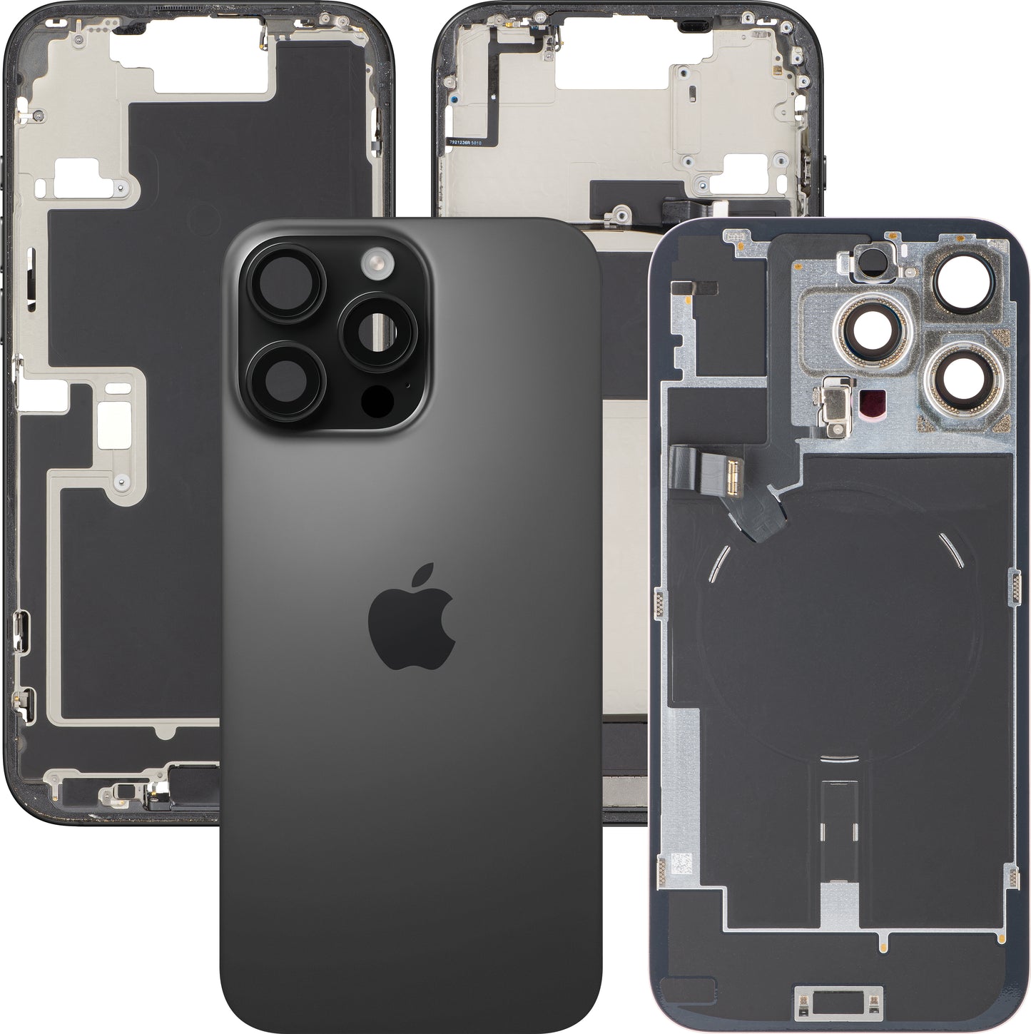 Couvercle de batterie Apple iPhone 16 Pro Max, avec boîtier intermédiaire, toutes pièces incluses, Noir (Titane Noir), Échange
