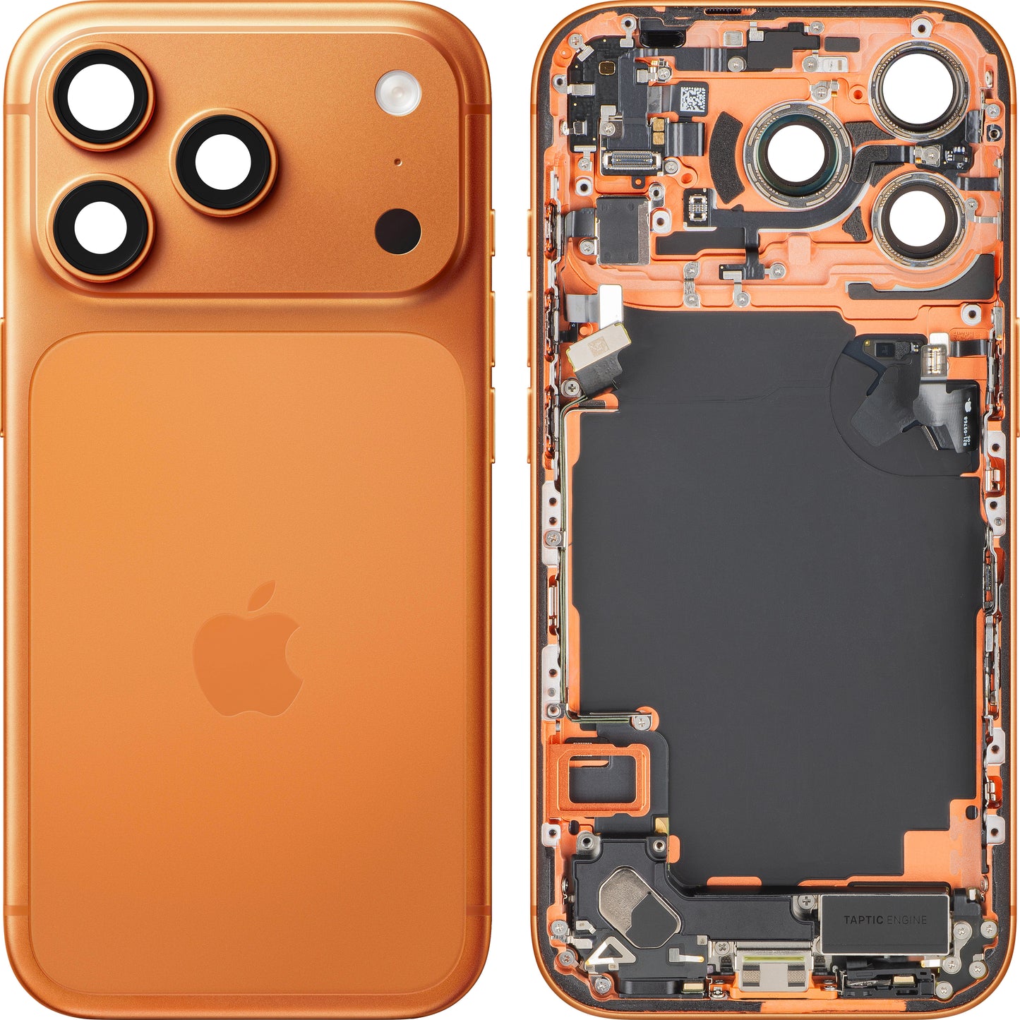 Couvercle de batterie Apple iPhone 17 Pro, avec boîtier intermédiaire, toutes pièces incluses, Orange (Cosmic Orange), Échange