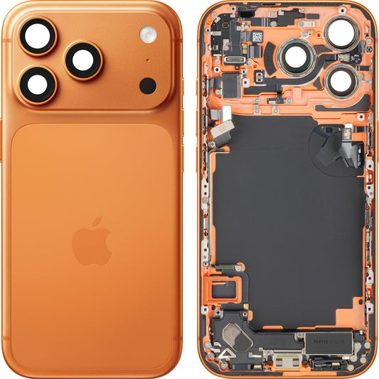 Couvercle de batterie Apple iPhone 17 Pro, avec boîtier intermédiaire, toutes pièces incluses, Orange (Cosmic Orange), Échange