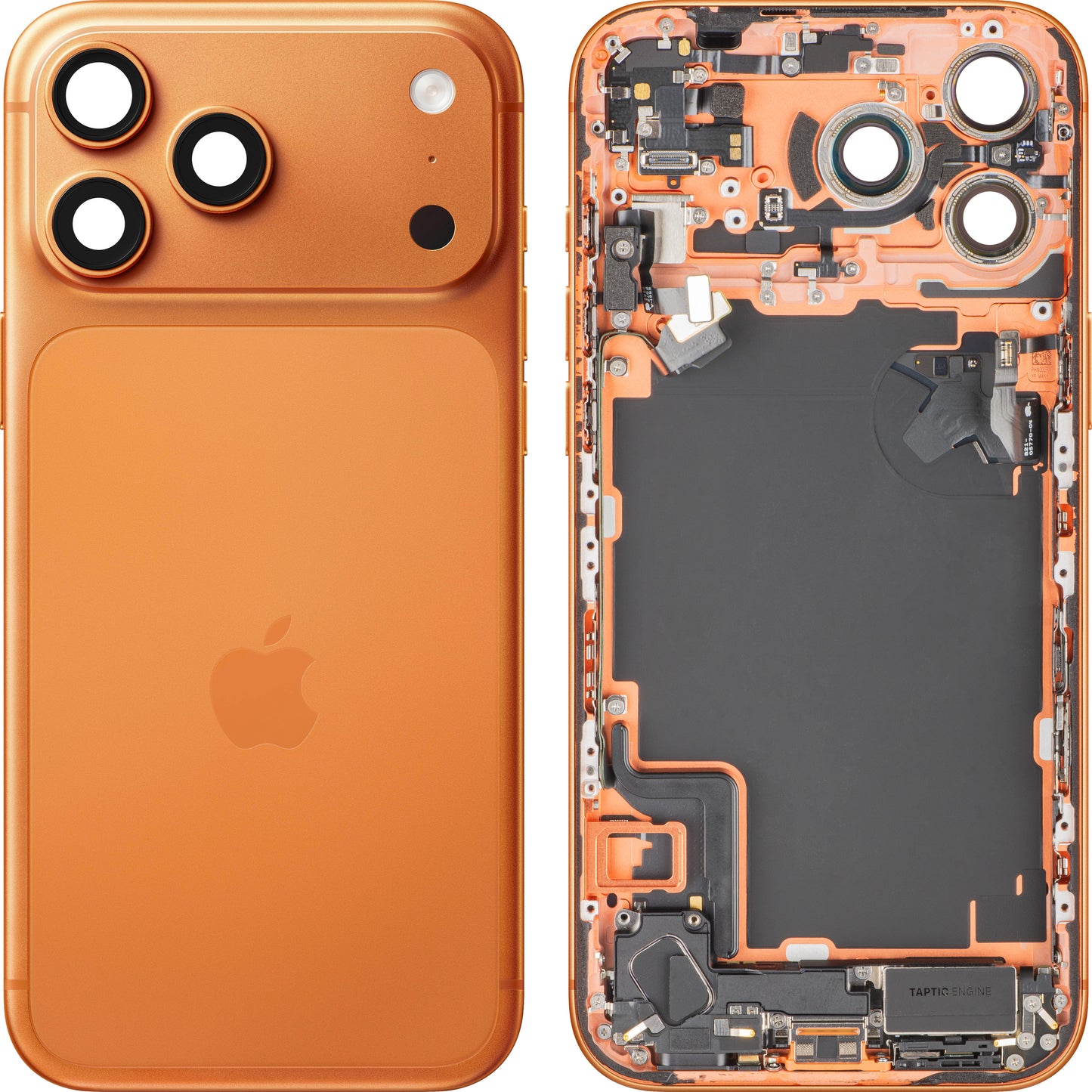 Couvercle de batterie Apple iPhone 17 Pro Max, avec boîtier intermédiaire, toutes pièces incluses, Orange (Cosmic Orange), Échange