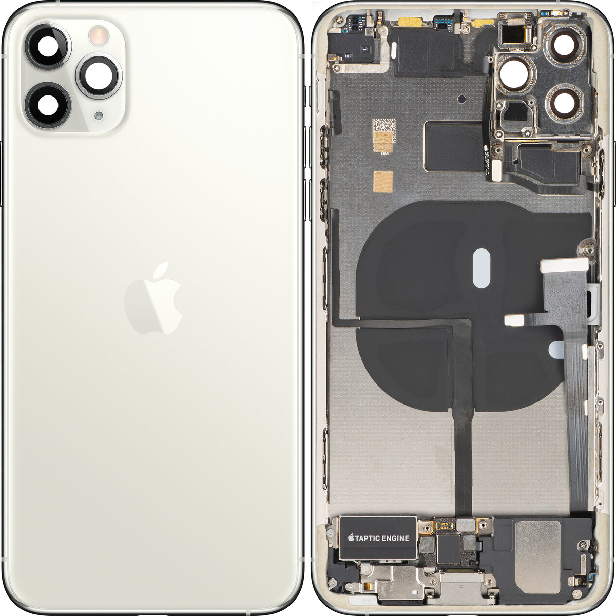 Coque Batterie Apple iPhone 11 Pro Max, Avec Châssis Central, Pièces Complètes, Argent (Mat Argenté), Échange Premium