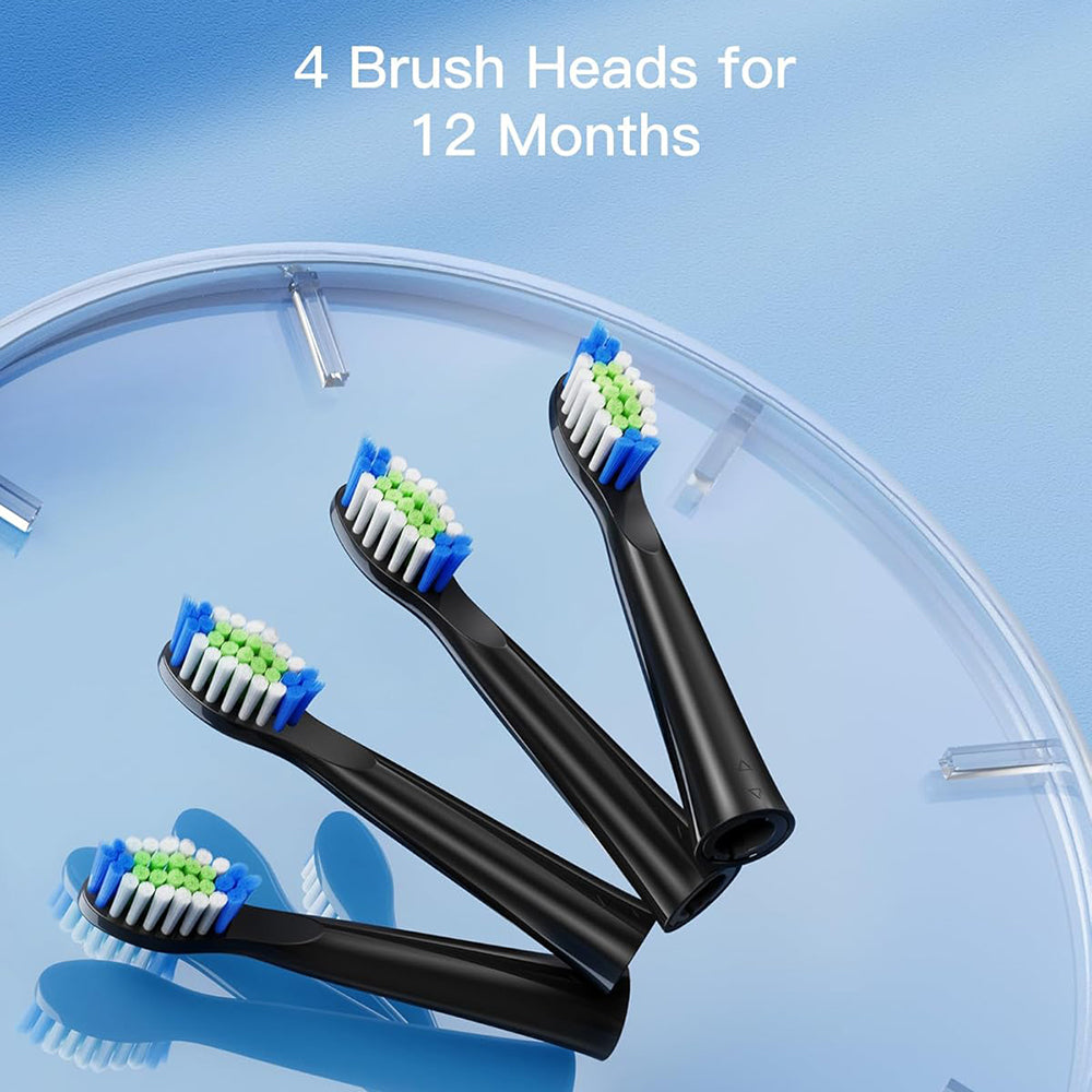 Tête de rechange SDD2 pour brosse à dents électrique Bitvae D2, lot de 4 pièces, noir