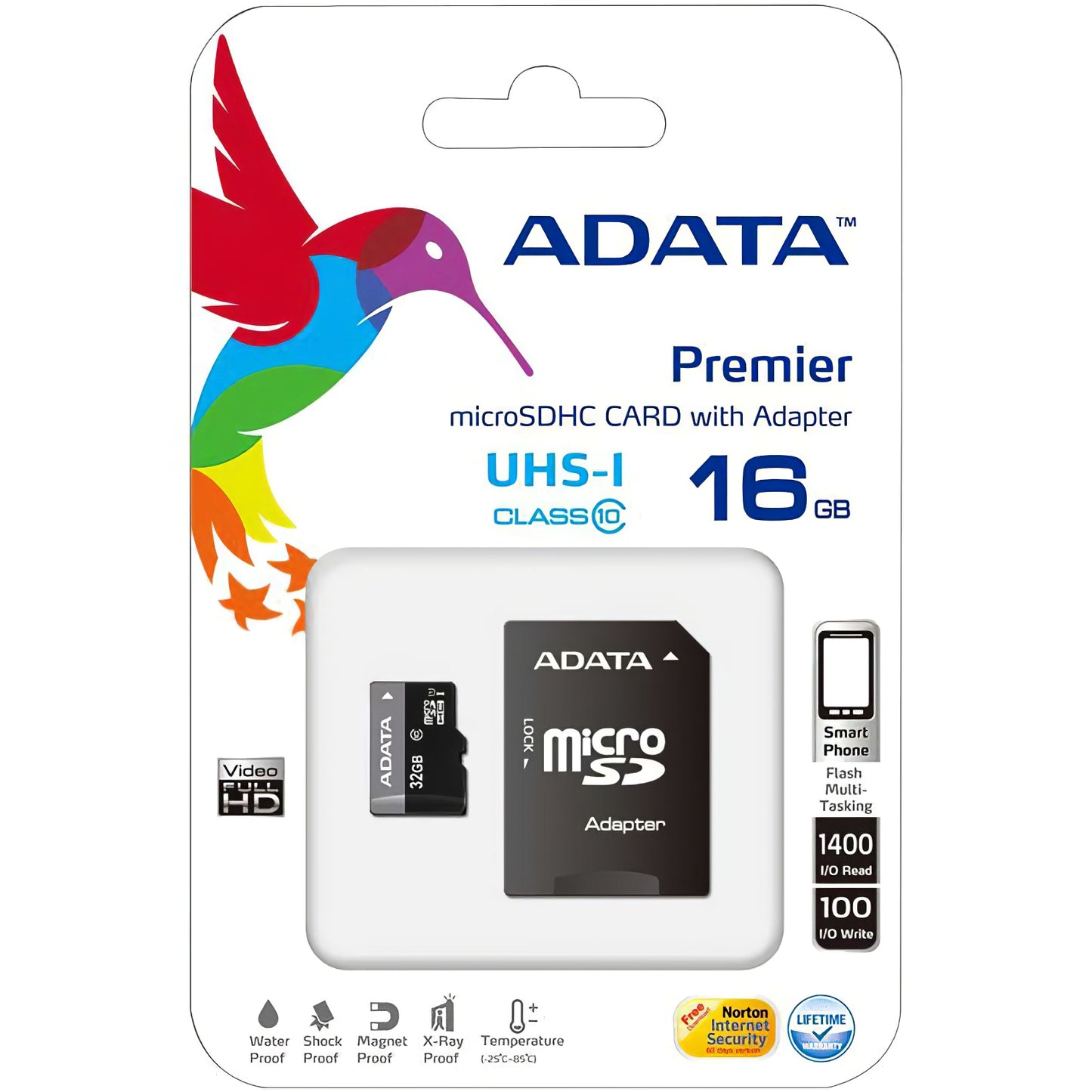 Carte mémoire microSDHC Adata Premier, 16 Go, Classe 10 / UHS-1 U1, avec adaptateur AUSDH16GUICL10-RA1 AUSDH16GUICL10-RA1 