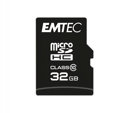 Carte mémoire microSDHC Emtec C10 Classic, 32Gb, Classe 10, avec lecteur de carte et adaptateur ECMSDM32GHC10CGRA2