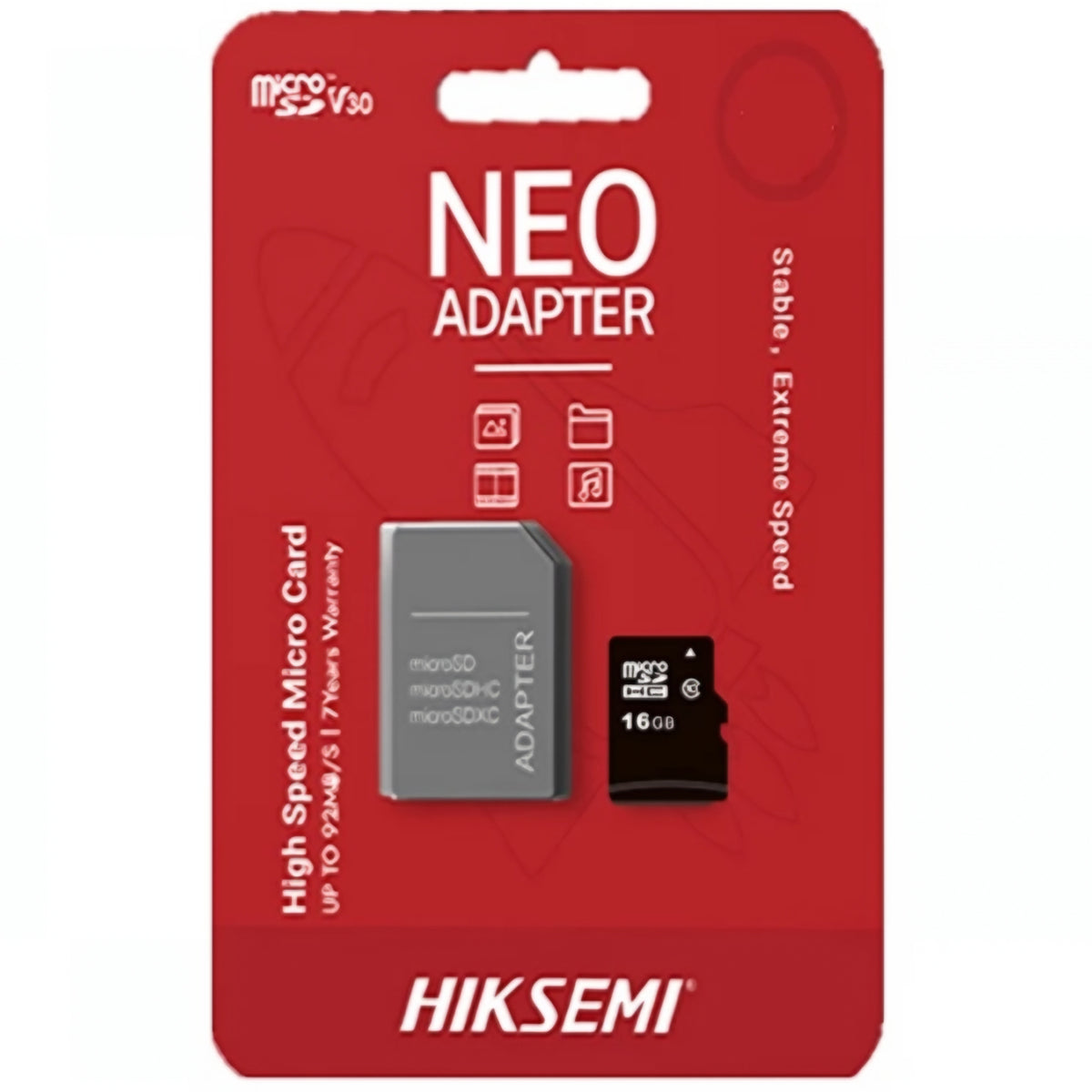 Carte Mémoire microSDHC Hiksemi, 16Gb, Classe 10, Avec Adaptateur HS-TF-C1/16G/a