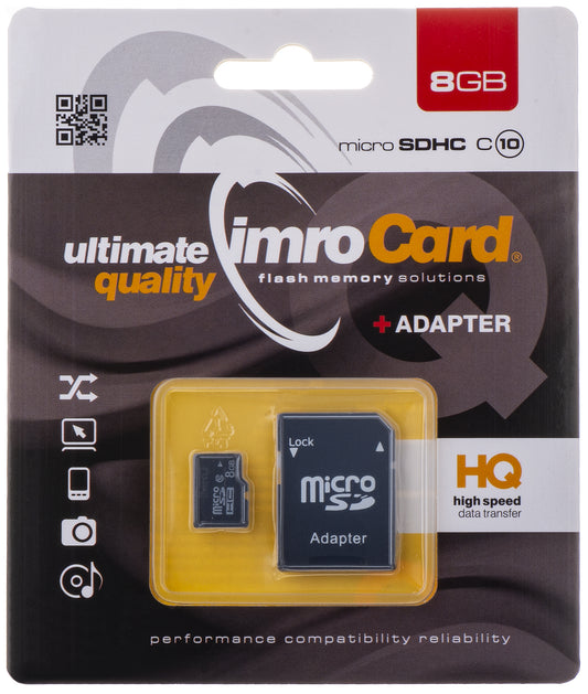 Carte mémoire microSDHC Imro, 8Go, Classe 10, avec adaptateur MicroSD10/8G