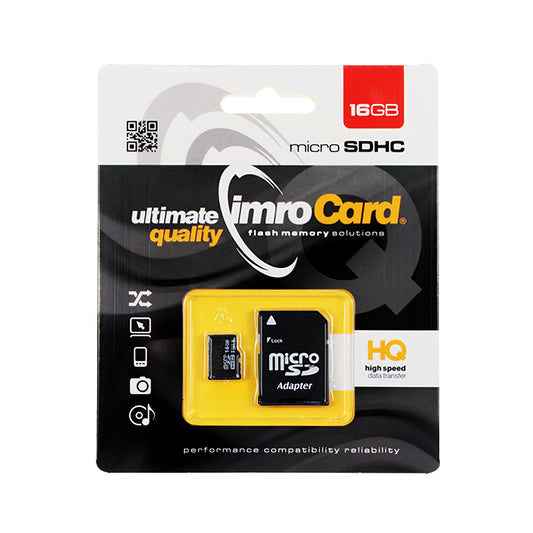 Carte mémoire microSDHC Imro, 16 Go, Classe 10 / UHS-1 U1, avec adaptateur 