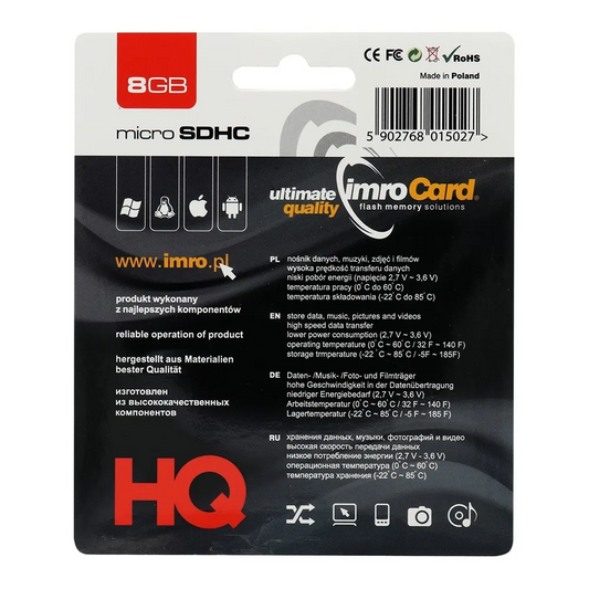 Carte Mémoire microSDHC Imro, 8Gb, Classe 4