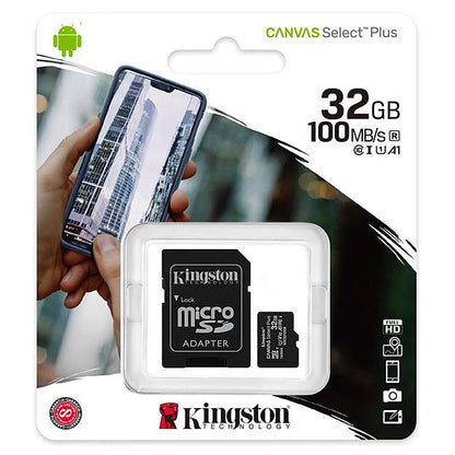 Carte mémoire microSDHC Kingston Canvas Select Plus Android A1, 32 Go, Classe 10 / UHS-1 U1, avec adaptateur SDCS2/32 Go