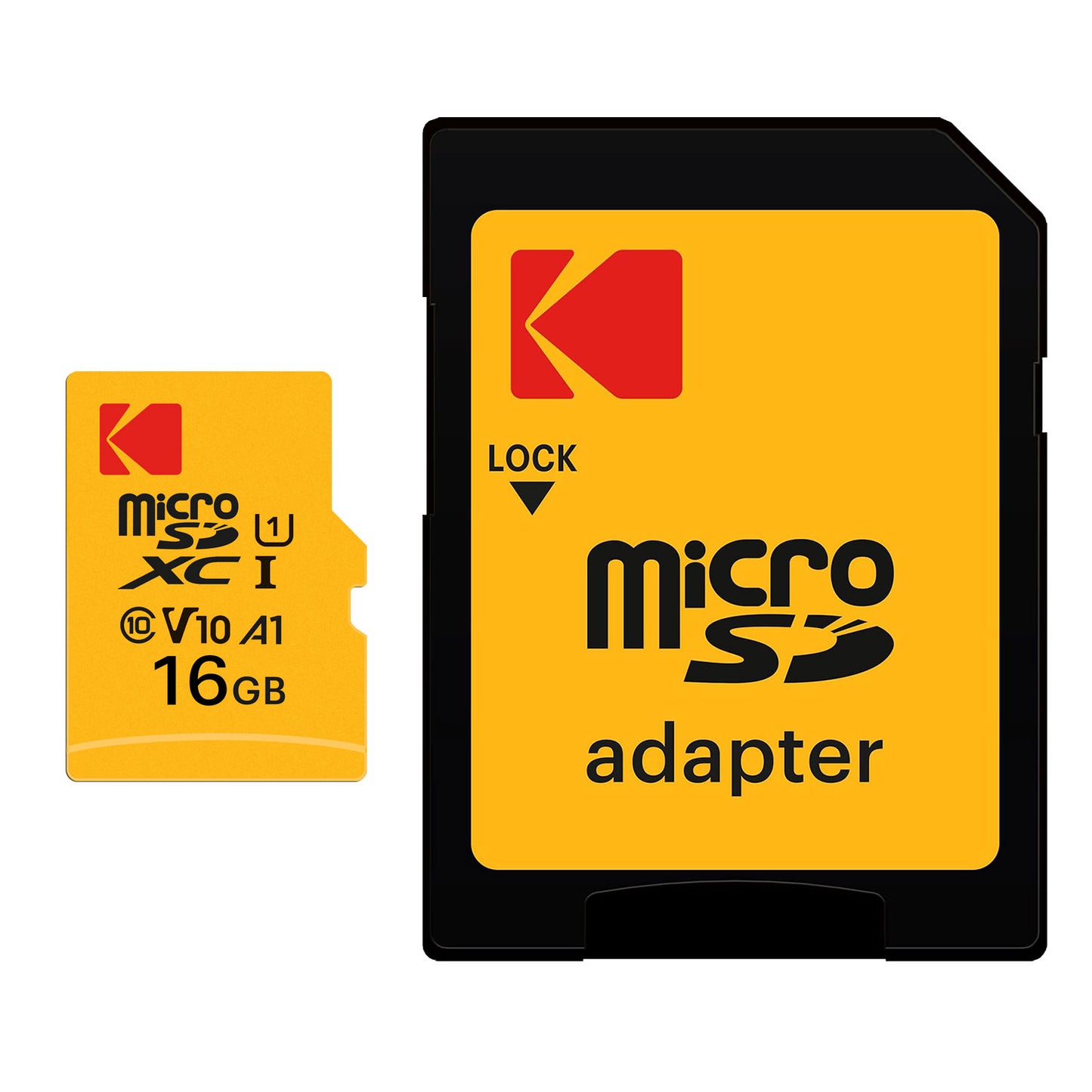 Carte mémoire microSDHC Kodak Premium Performance, 16Gb, Classe 10 / UHS-1 U1, Avec Adaptateur EKMSDM16GHC10K