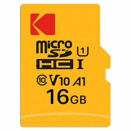 Carte mémoire microSDHC Kodak Premium Performance, 16Gb, Classe 10 / UHS-1 U1, Avec Adaptateur EKMSDM16GHC10K