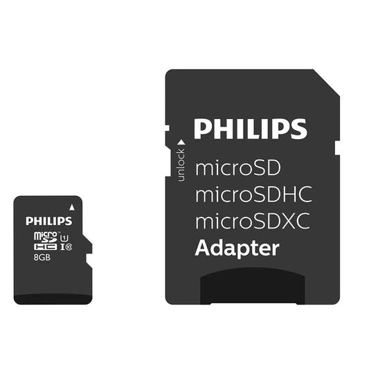 Carte Mémoire microSDHC Philips, 8Go, Classe 10 / UHS-1 U1, Avec Adaptateur FM08MP45B/10